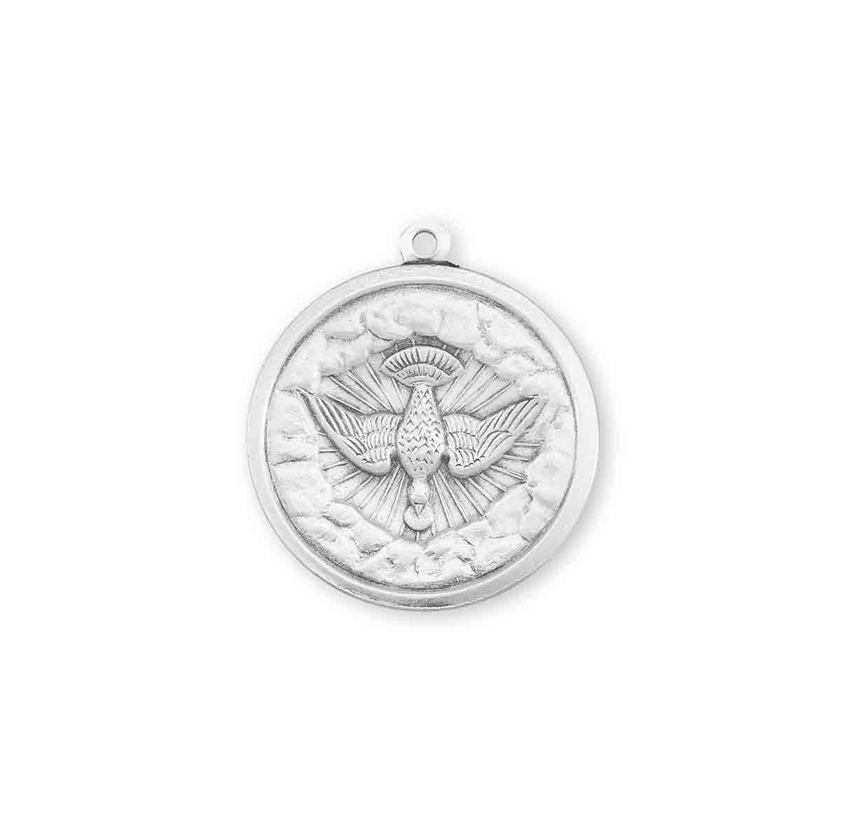 Holy Spirit Round Sterling Silver Medal