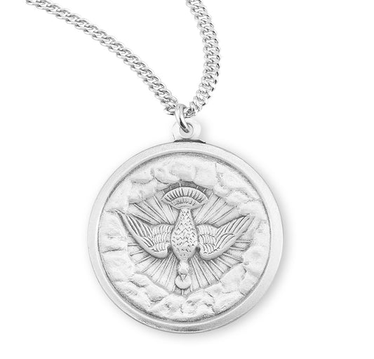 Holy Spirit Round Sterling Silver Medal