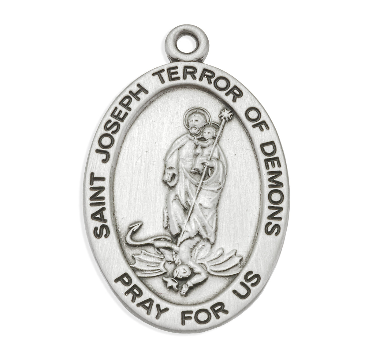 Saint Joseph Terror of Demons Oval Sterling Silver  Medal