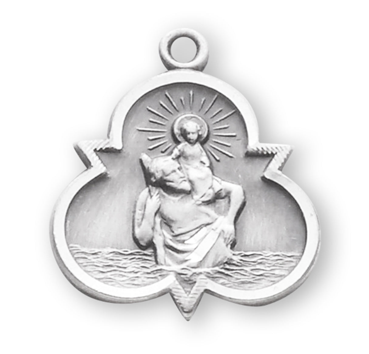 Saint Christopher Sterling Silver Trinity Symbol Medal