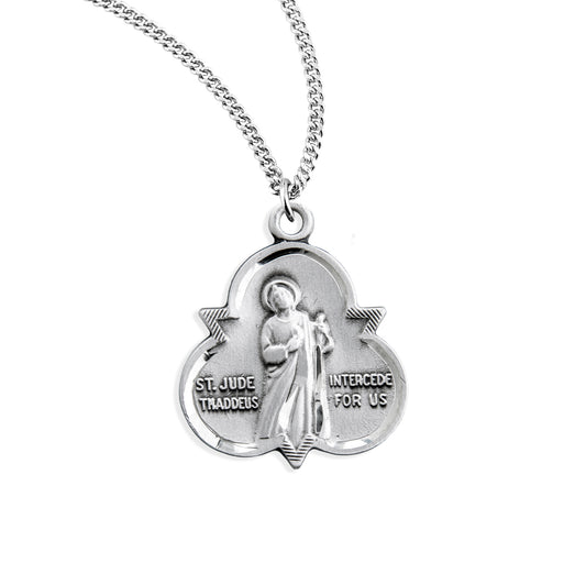 Saint Jude Thaddeus Sterling Silver Trinity Symbol Medal