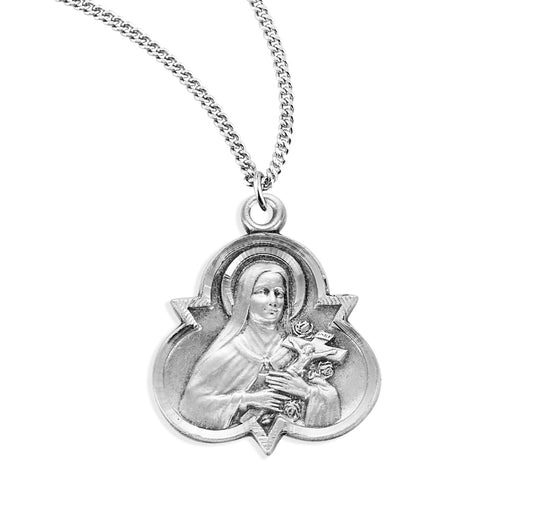 Saint Therese of Lisieux Sterling Silver Trinity Medal