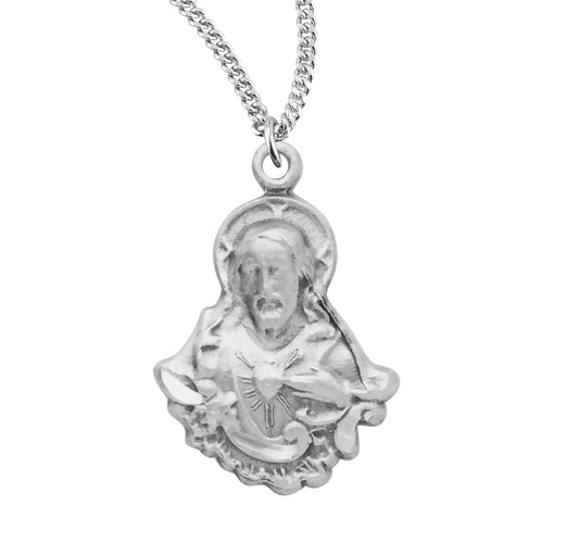 Sterling Silver Scapular Sacred Heart of Jesus Medal