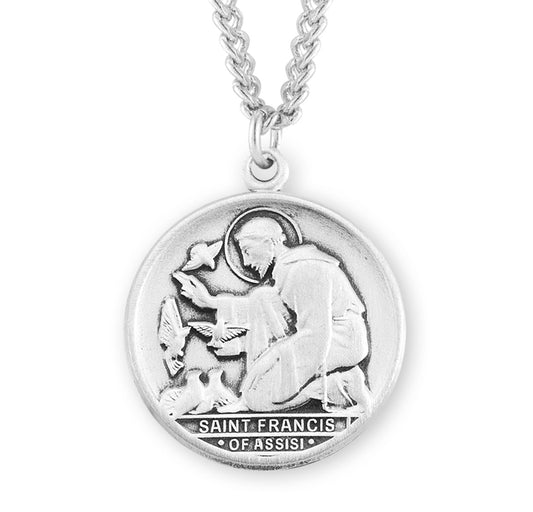 Saint Francis of Assisi Round Sterling Silver Medal