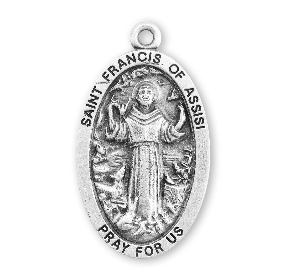 Saint Francis of Assisi Oval Sterling Silver Medal