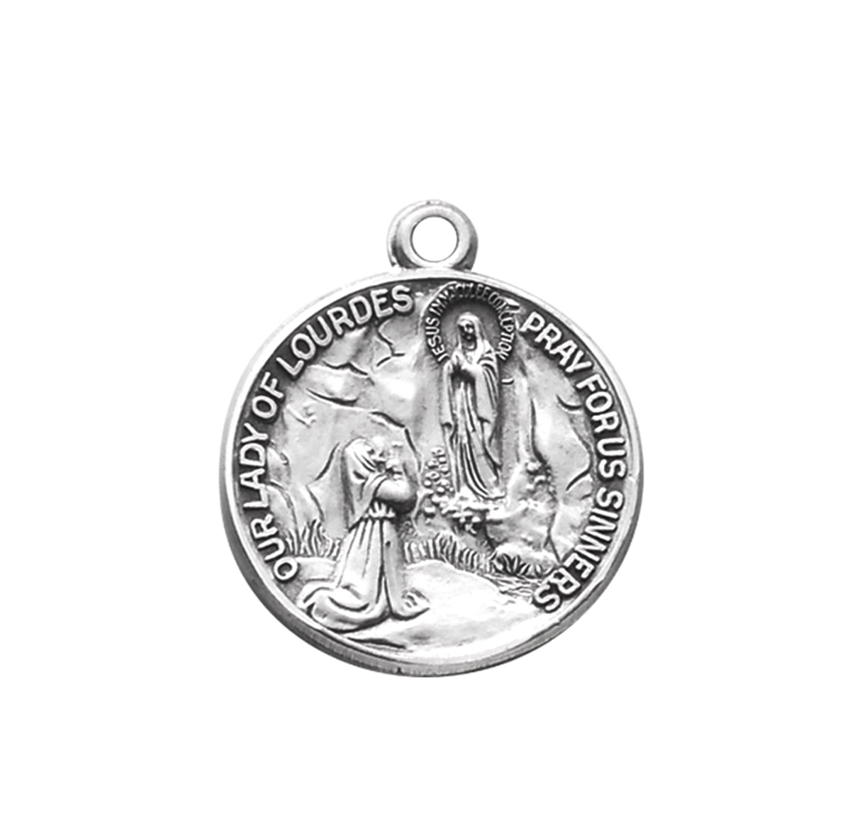 Our Lady of Lourdes Round Sterling Silver Medal