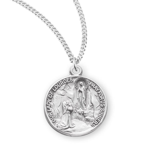 Our Lady of Lourdes Round Sterling Silver Medal