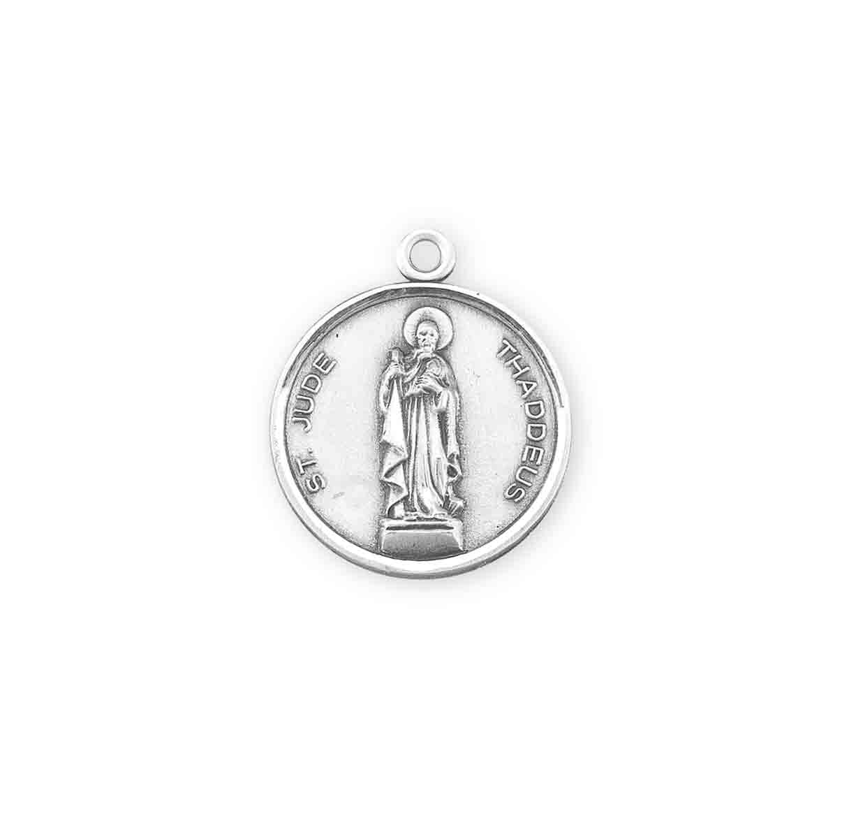 Saint Jude Thaddeus Round Sterling Silver Medal