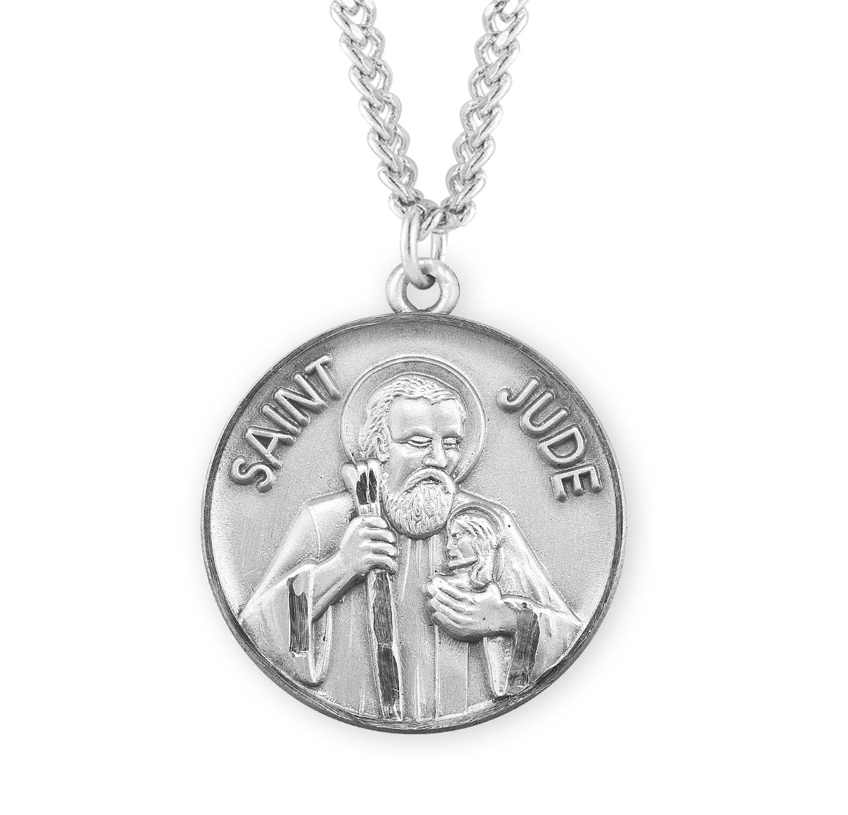 Saint Jude Round Sterling Silver Medal