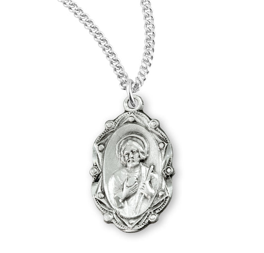 Saint Jude Oval Sterling Silver Medal