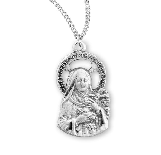 Saint Therese of Lisieux Cut Out Sterling Silver Medal