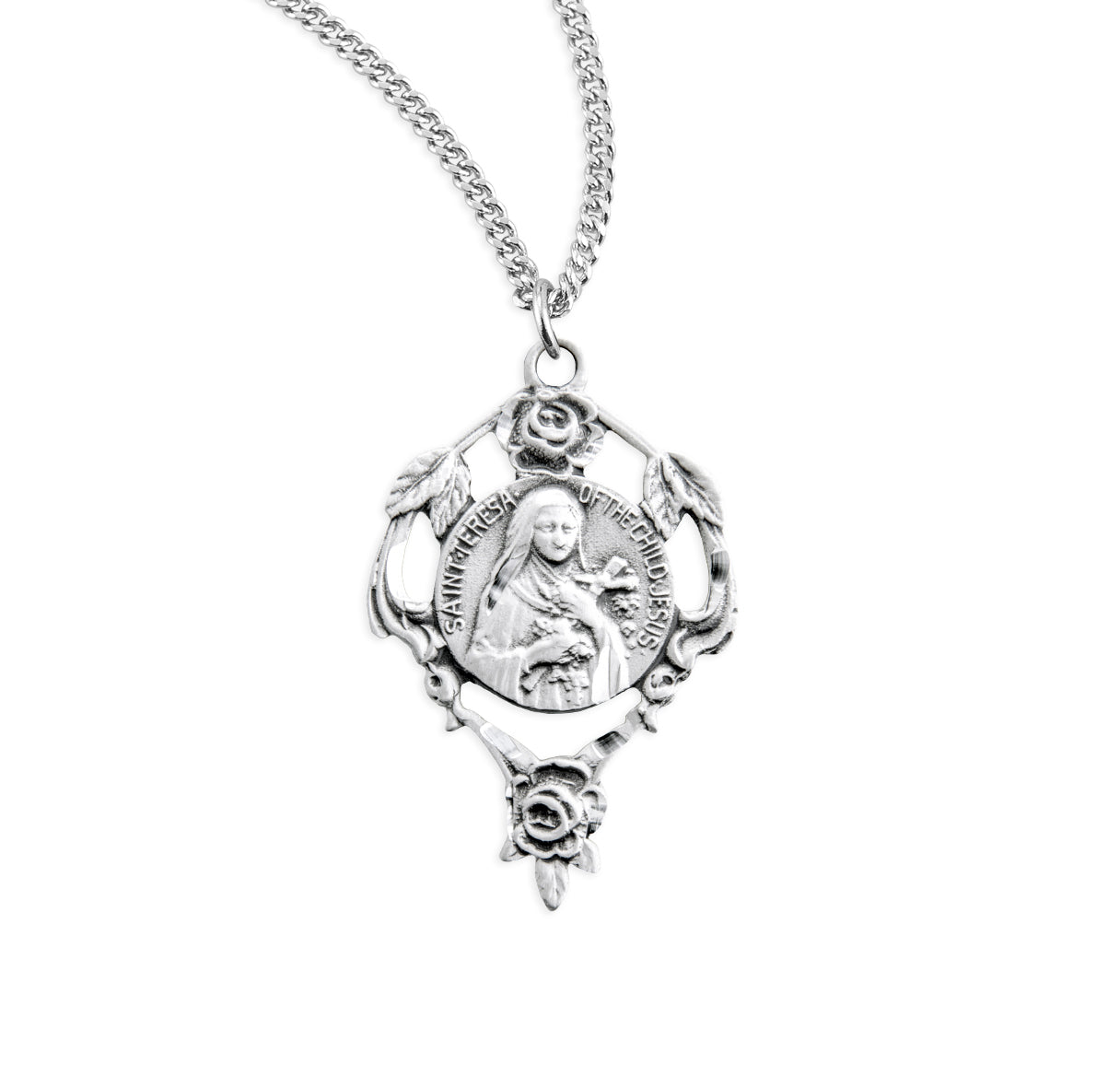 Saint Therese Round Sterling Silver Medal