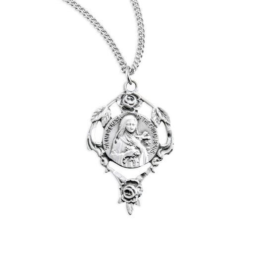 Saint Therese Round Sterling Silver Medal