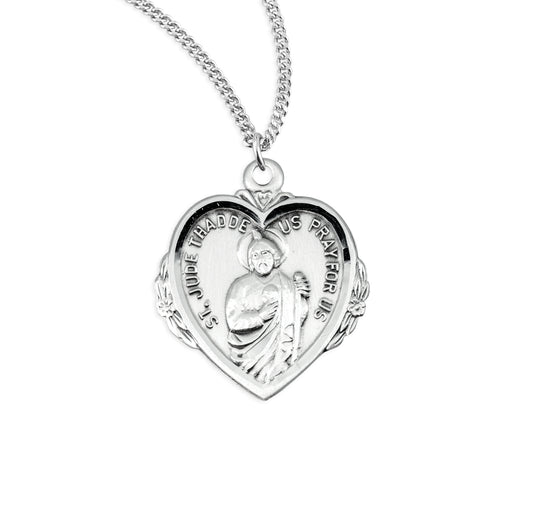 Saint Jude Heart Sterling Silver Medal