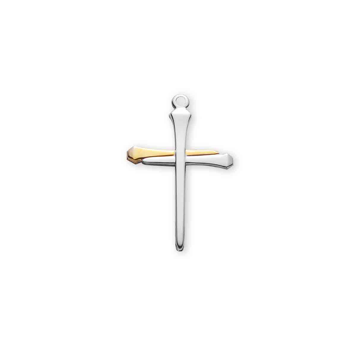 Two-Tone Sterling Silver Nail Cross