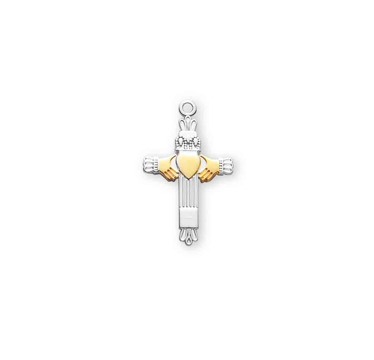 Two-Tone Sterling Silver Claddagh Cross