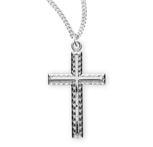 Sterling Silver Etched Cross