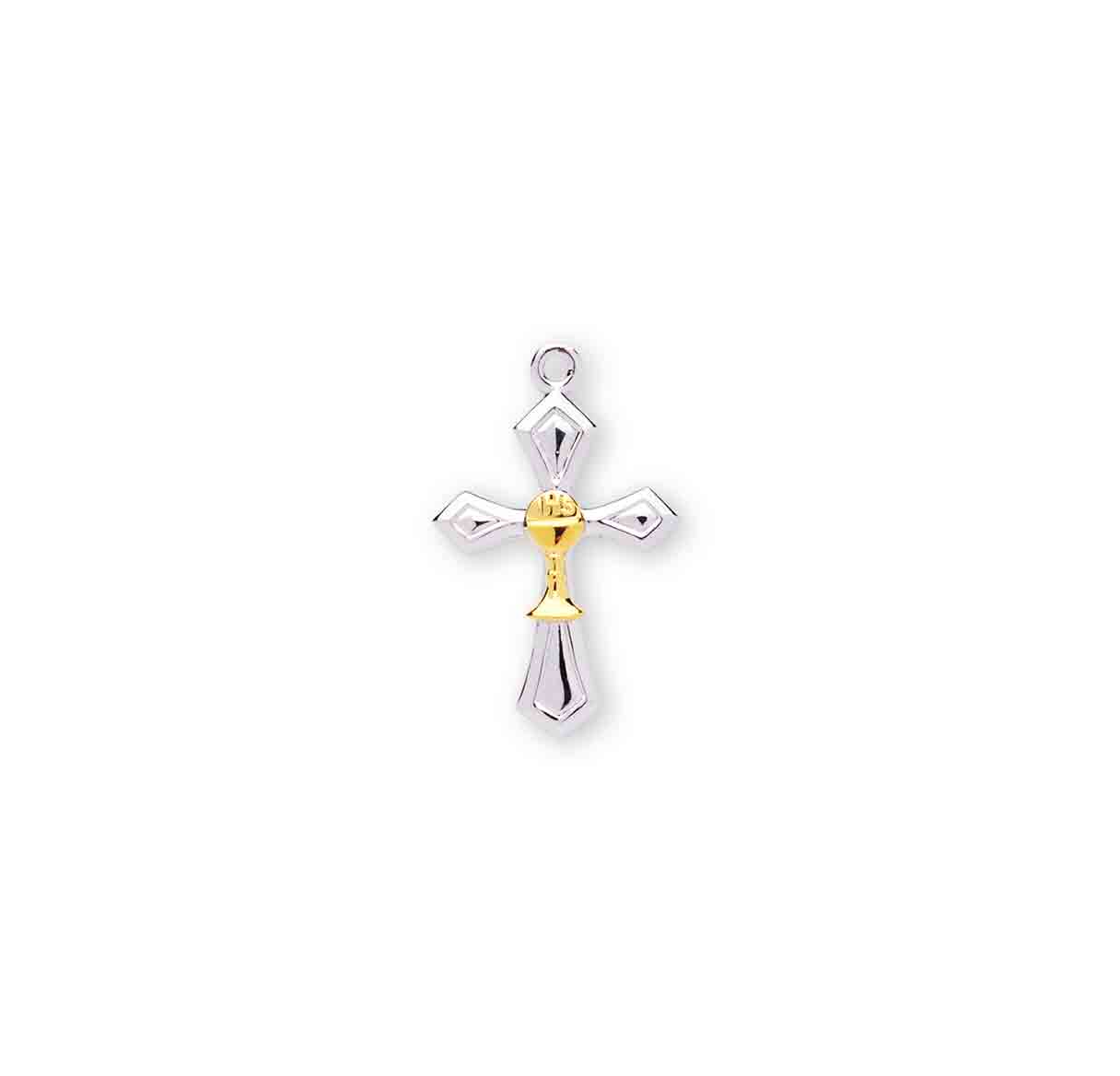 Two-Tone Sterling Silver Cross with a Chalice