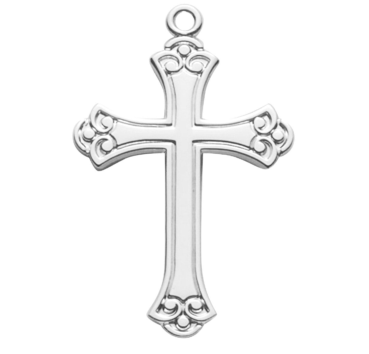 Swirl Tip Sterling Silver Cross