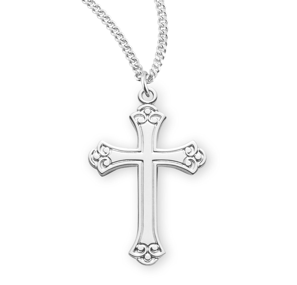 Swirl Tip Sterling Silver Cross