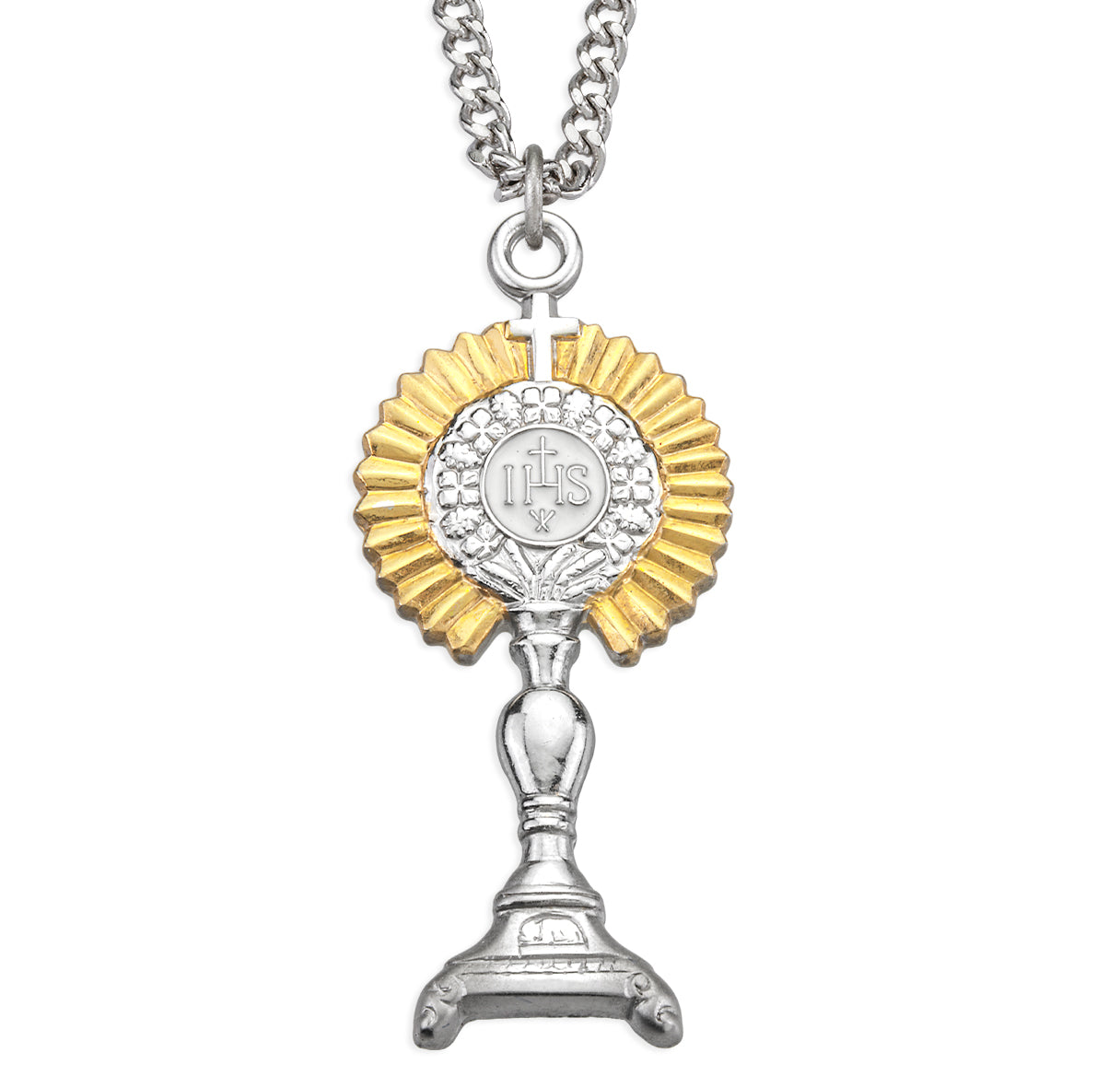 Two-tone Sterling Silver Monstrance Pendant