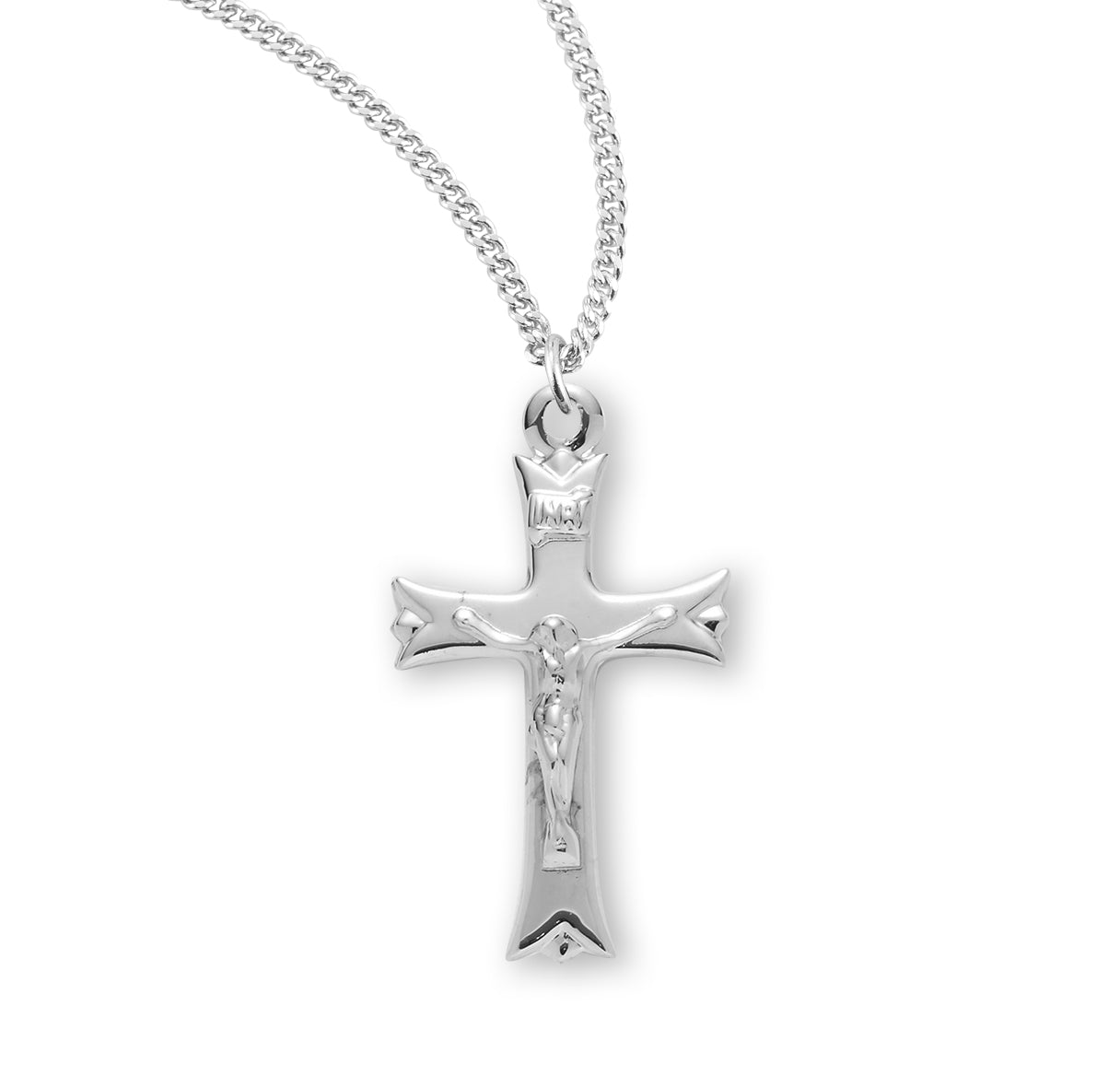 Notched Flared Tipped Sterling Silver Crucifix