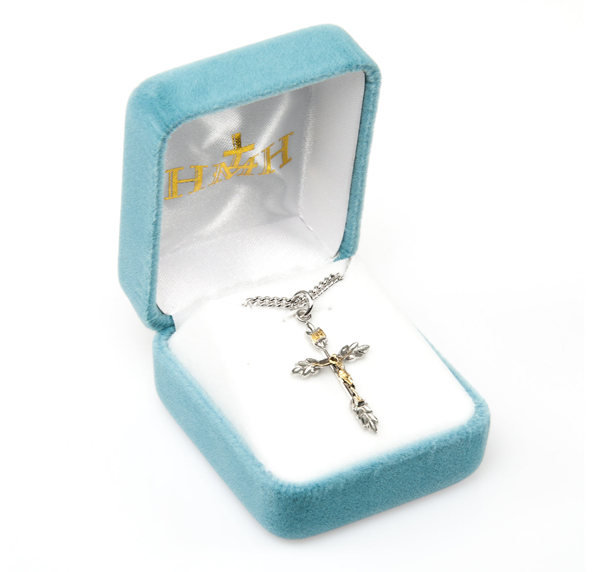 Sterling Silver Two Toned Wheat Crucifix