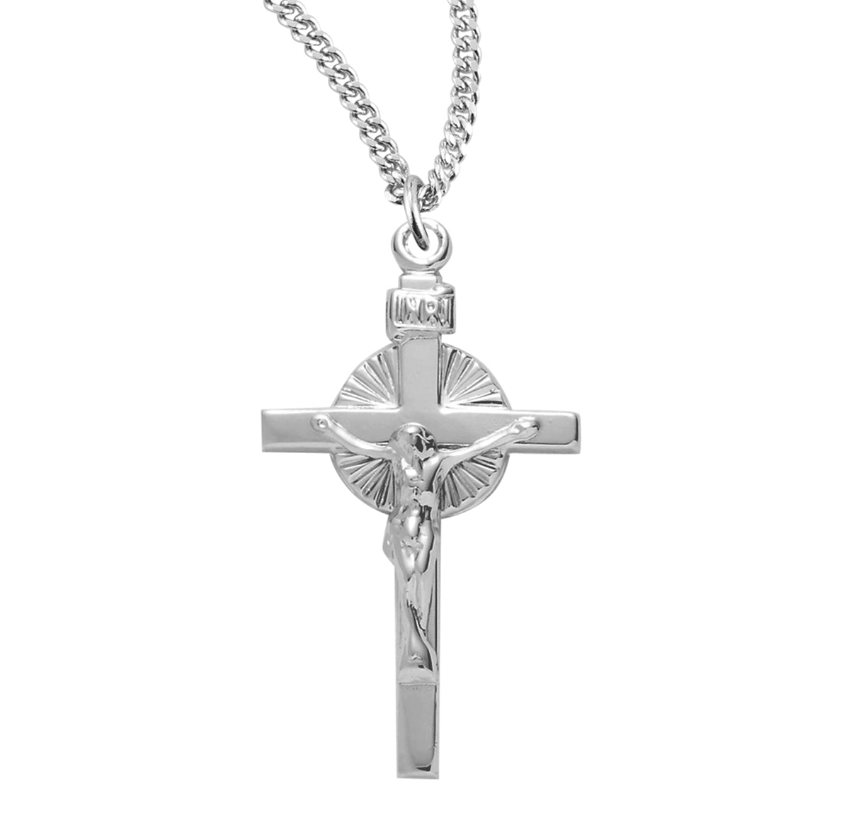 Sunburst Sterling Silver Crucifix