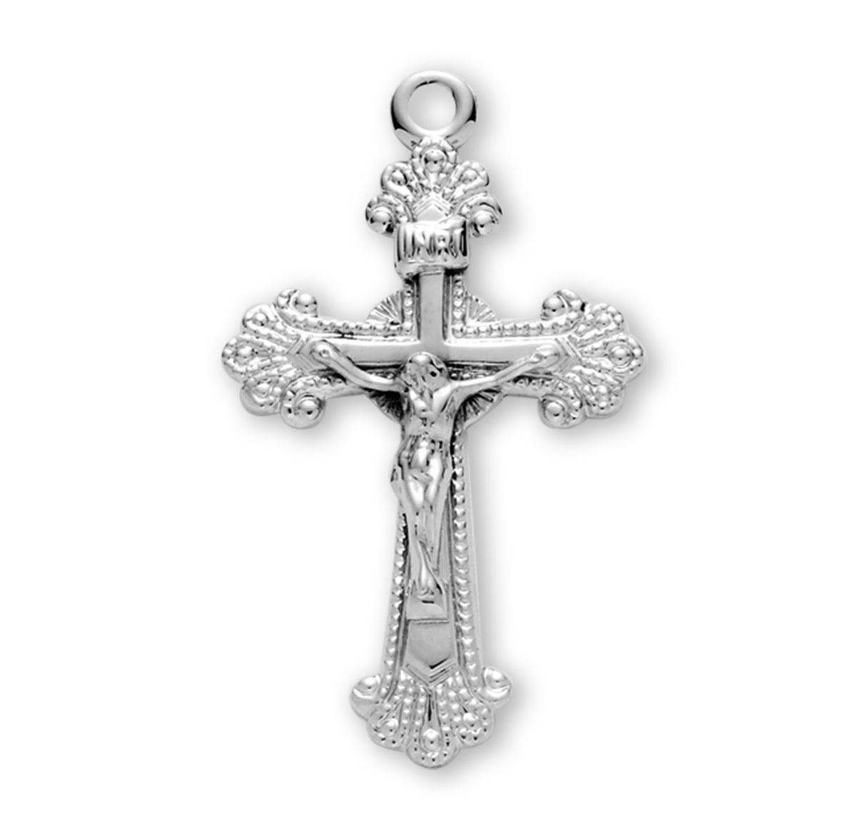 Fancy Engraved Sterling Silver Crucifix