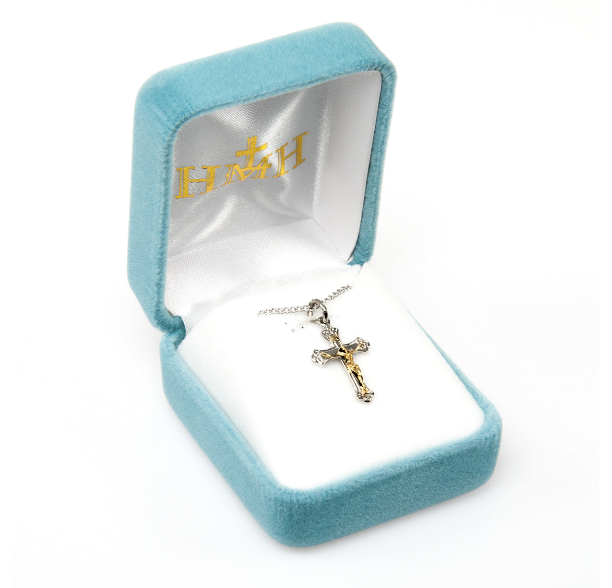 Sterling Silver Tapered Two Toned Crucifix