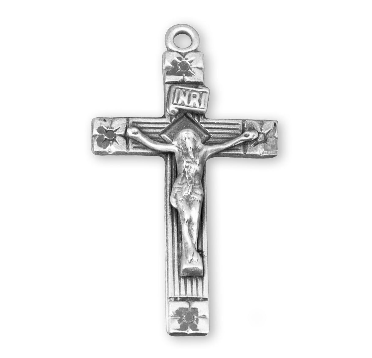 Flower Tipped Sterling Silver Crucifix