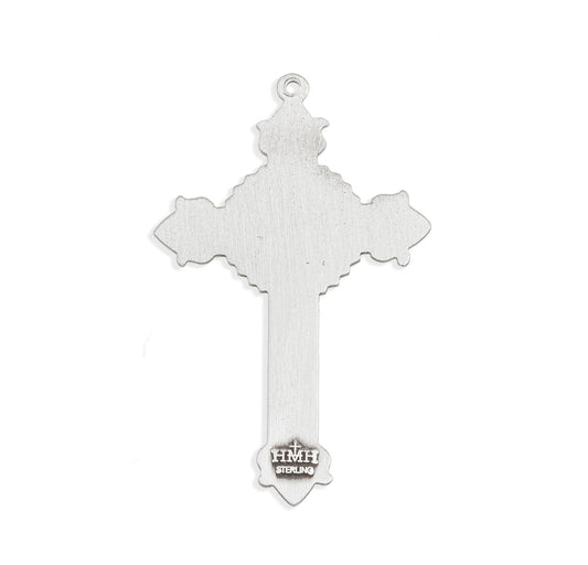 Sterling Silver Crucifix with Fancy Tips & Starburst