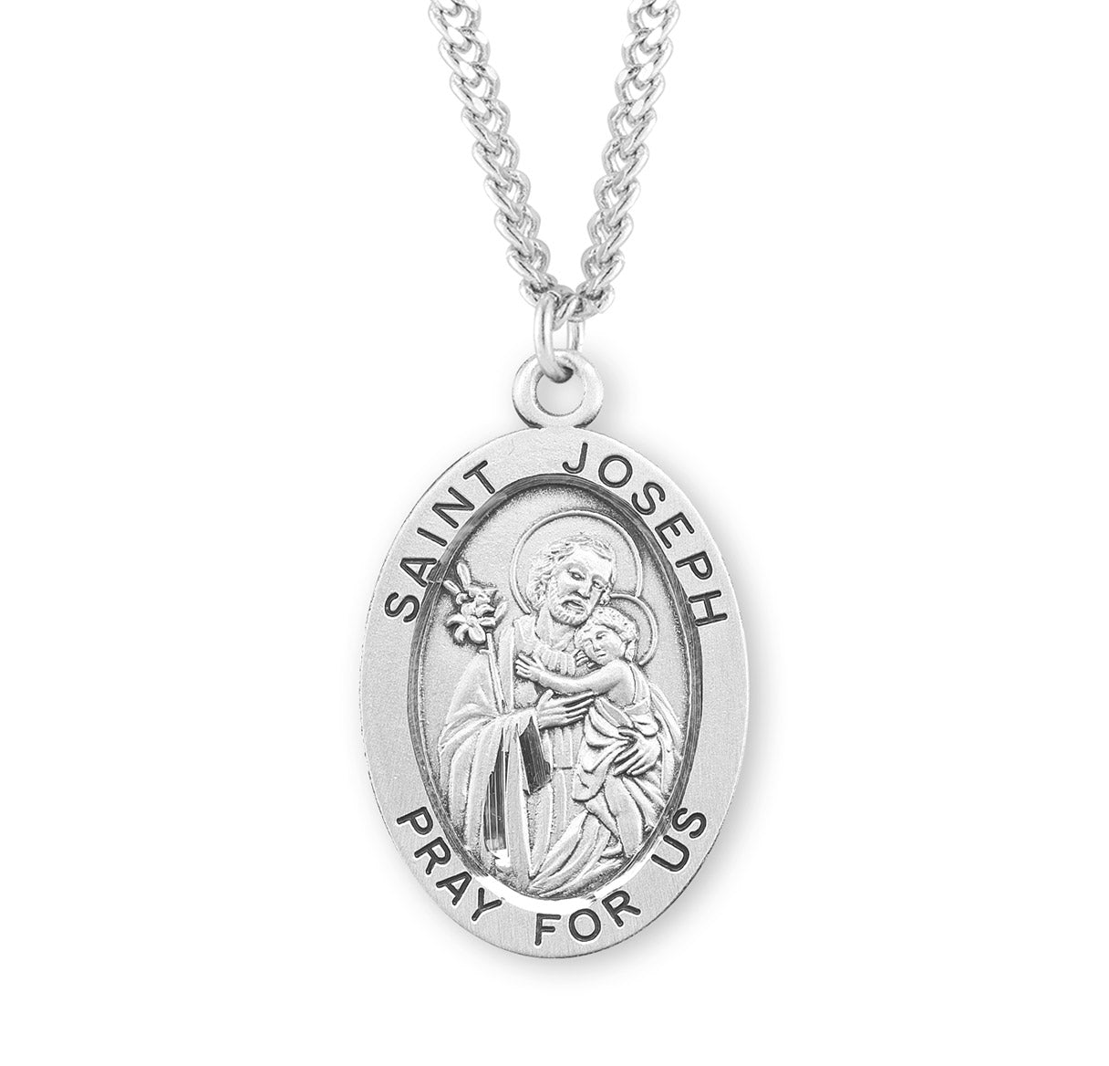 Patron Saint Joseph Oval Sterling Silver Medal