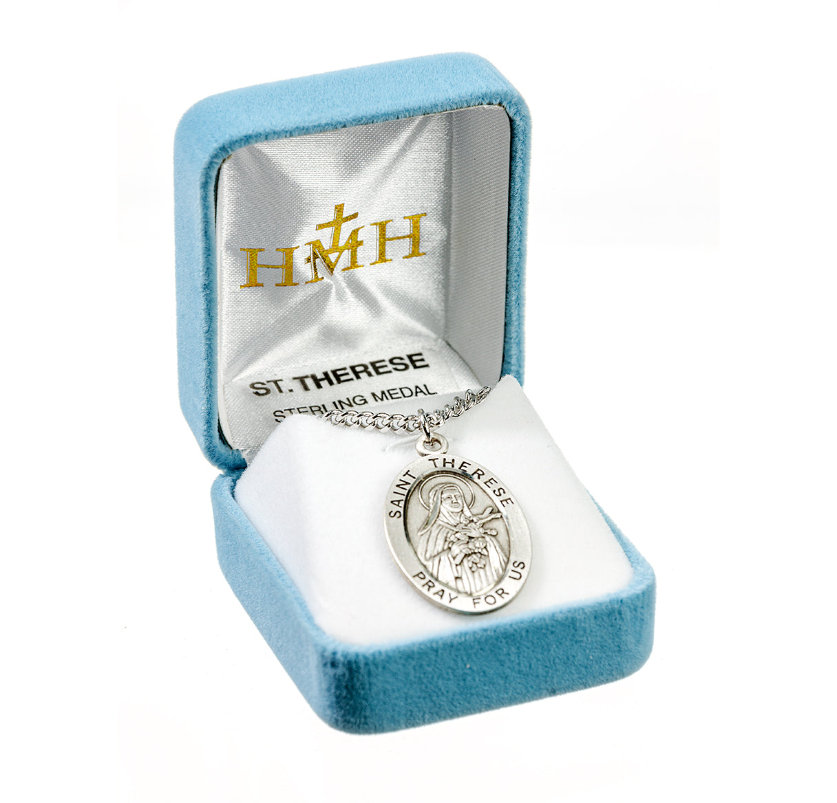 Patron Saint Therese of Lisieux Oval Sterling Silver Medal