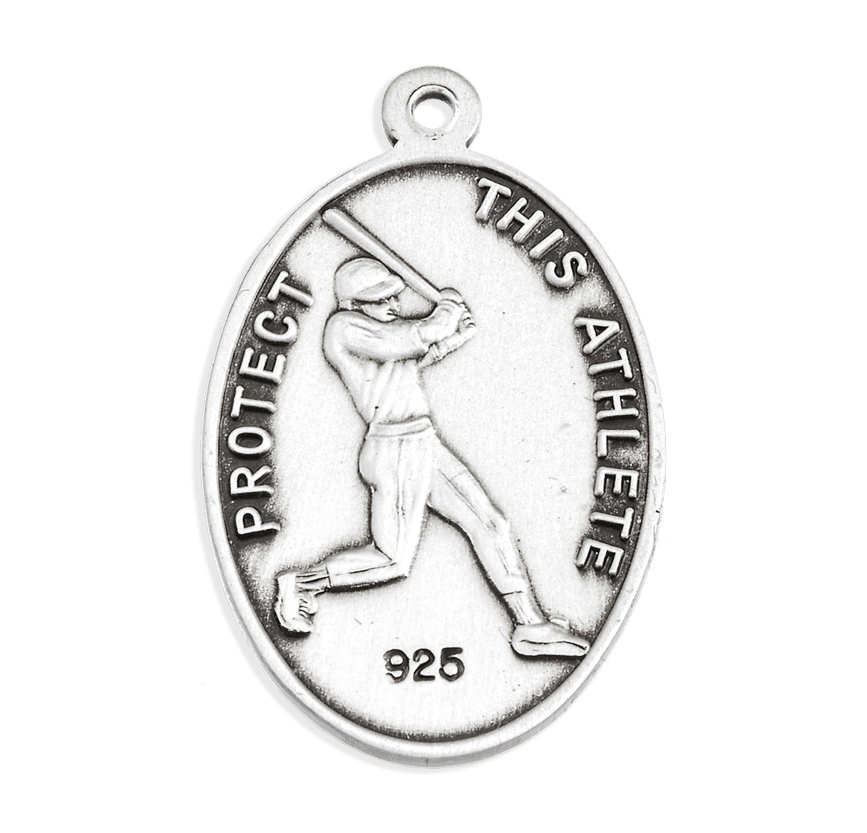 Saint Christopher Oval Sterling Silver Baseball Male Athlete Medal