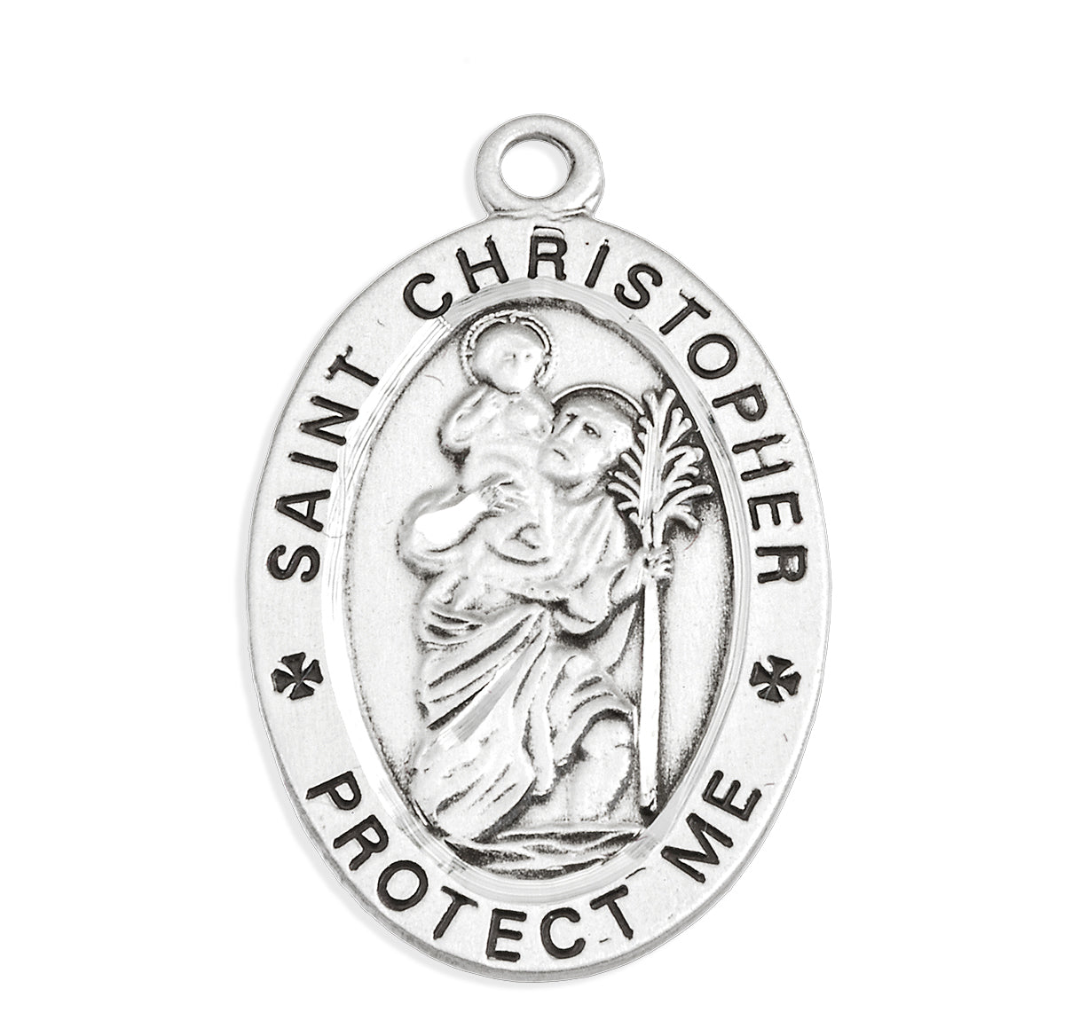 Saint Christopher Oval Sterling Silver Hockey Male Athlete Medal