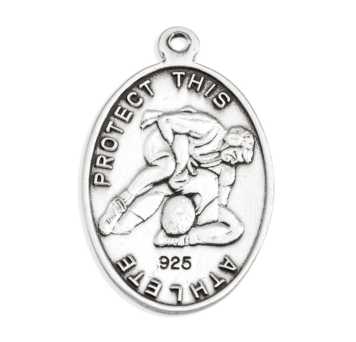 Saint Christopher Oval Sterling Silver Wrestling Male Athlete Medal