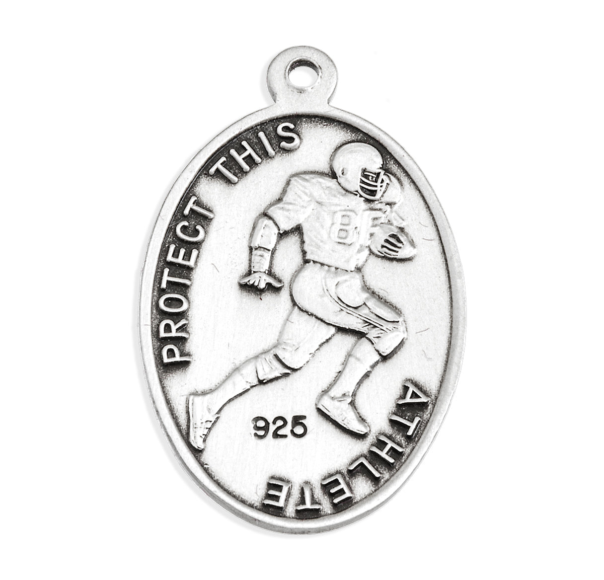 Saint Sebastian Oval Sterling Silver Football Male Athlete Medal