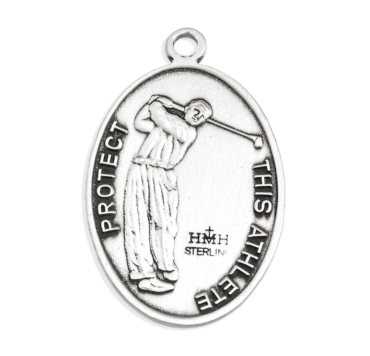 Saint Sebastian Oval Sterling Silver Golf Male Athlete Medal