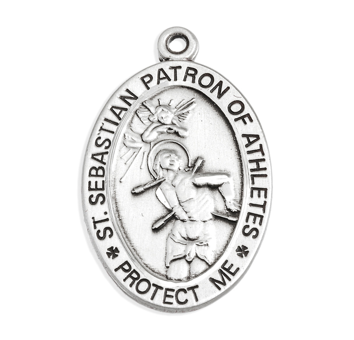 Saint Sebastian Oval Sterling Silver weightlifting Male Athlete Medal