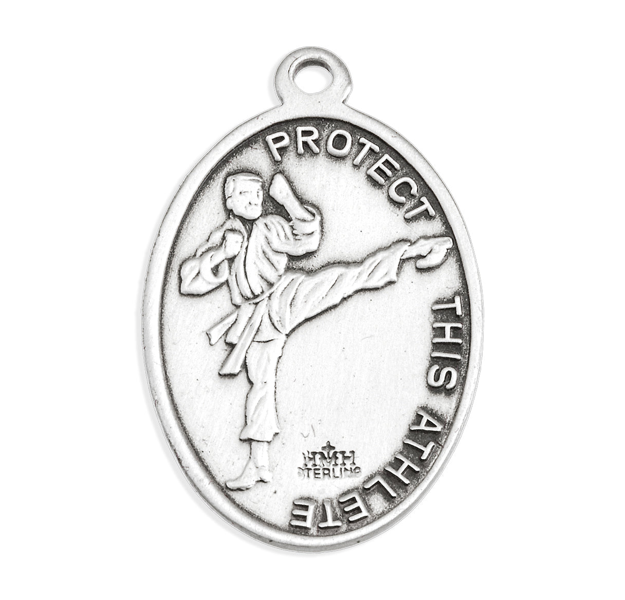 Saint Sebastian Oval Sterling Silver Martial Arts Male Athlete Medal