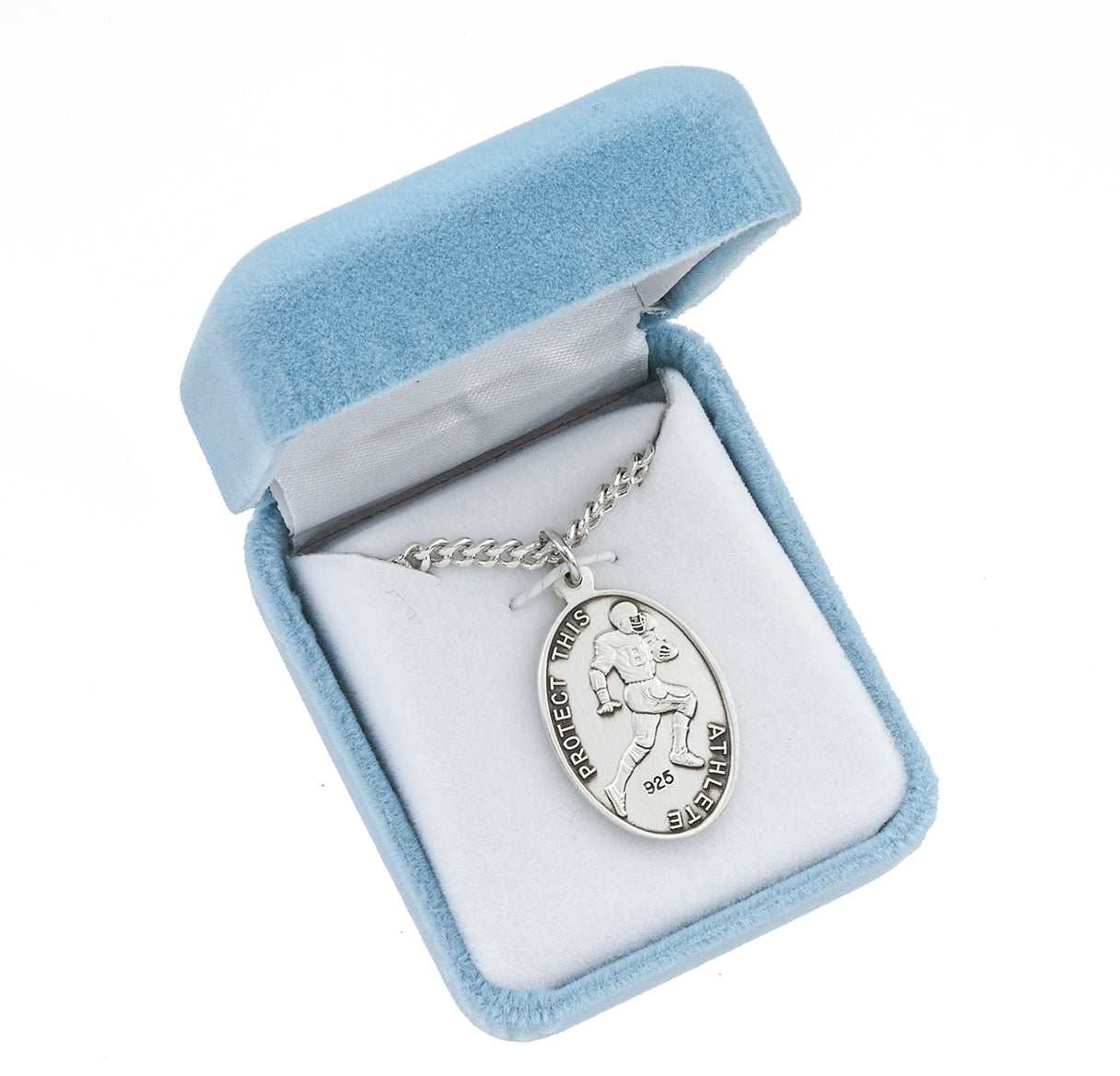 Lord Jesus Christ Oval Sterling Silver Football Male Athlete Medal