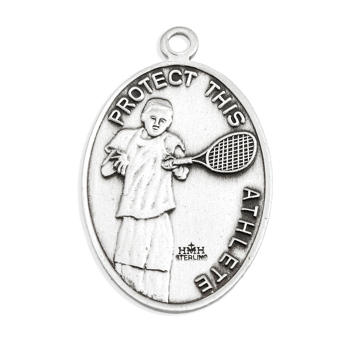 Lord Jesus Christ Oval Sterling Silver Tennis Male Athlete Medal