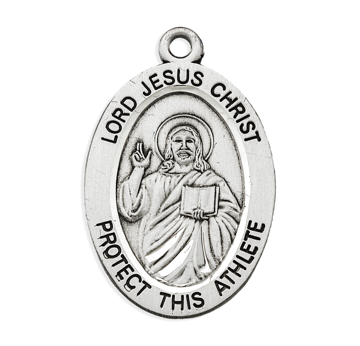 Lord Jesus Christ Oval Sterling Silver Tennis Male Athlete Medal