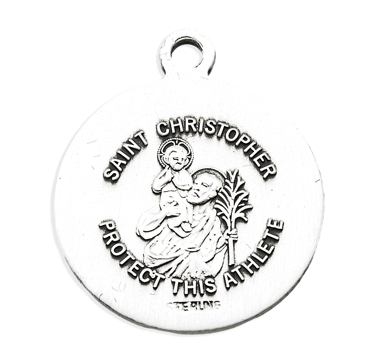 Saint Christopher Oval Sterling Silver Baseball Athlete Medal