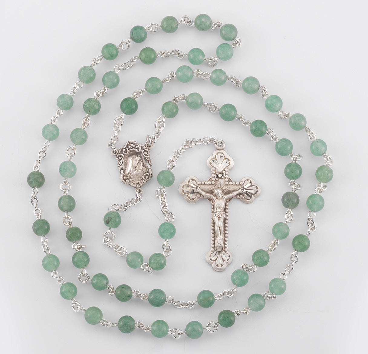 Genuine Aventurine Sterling Silver Rosary