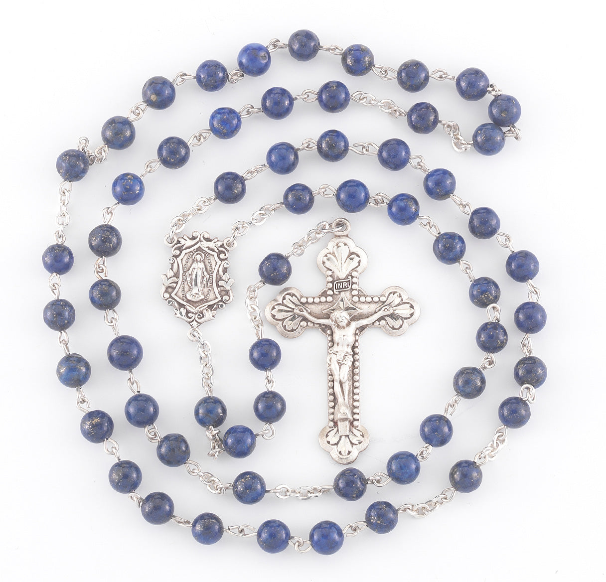 Genuine Lapis Sterling Silver Rosary