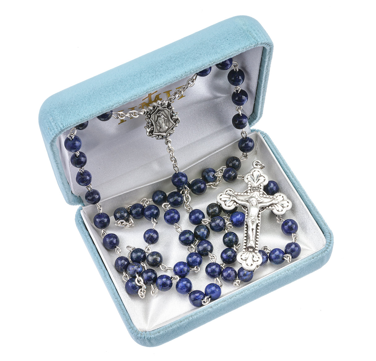 Genuine Lapis Sterling Silver Rosary