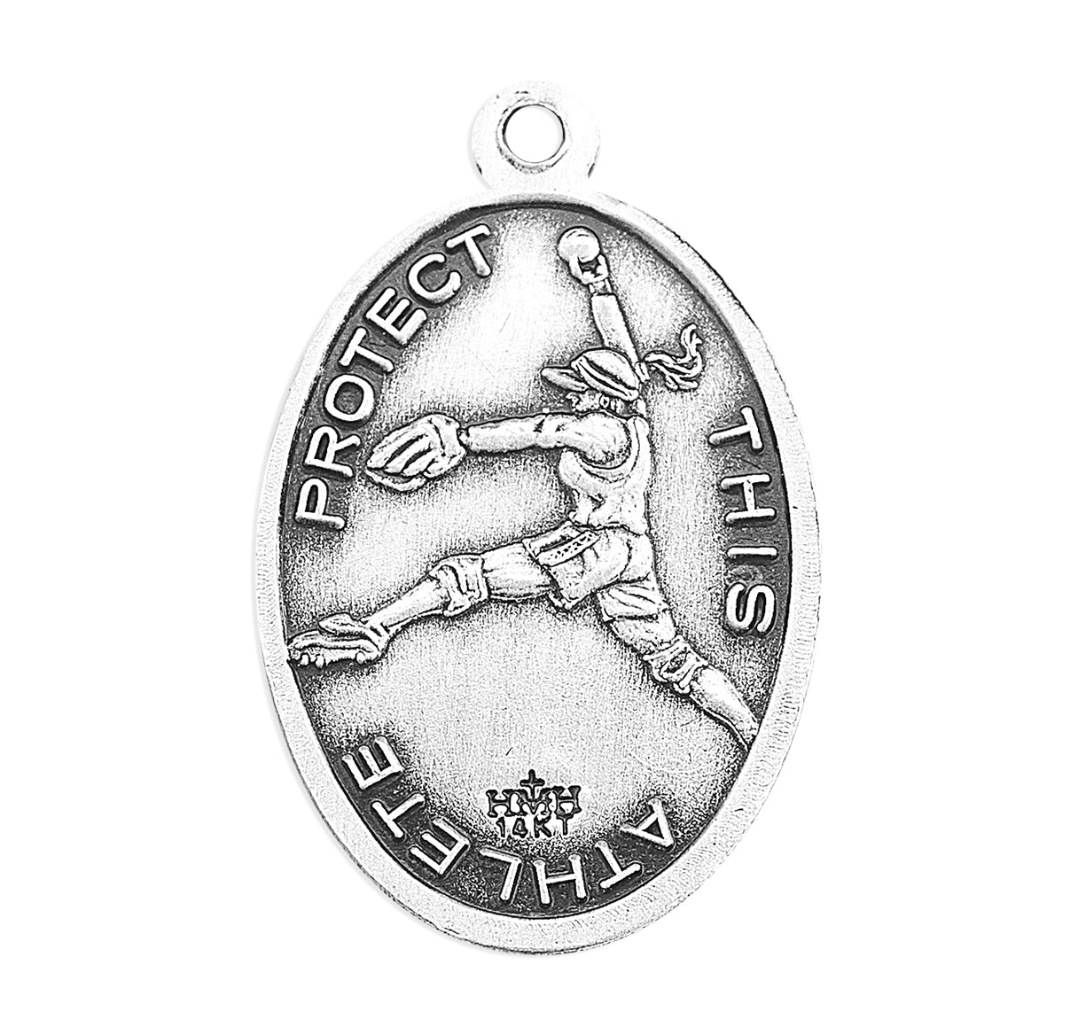 Saint Christopher Oval Sterling Silver Female Softball Athlete Medal