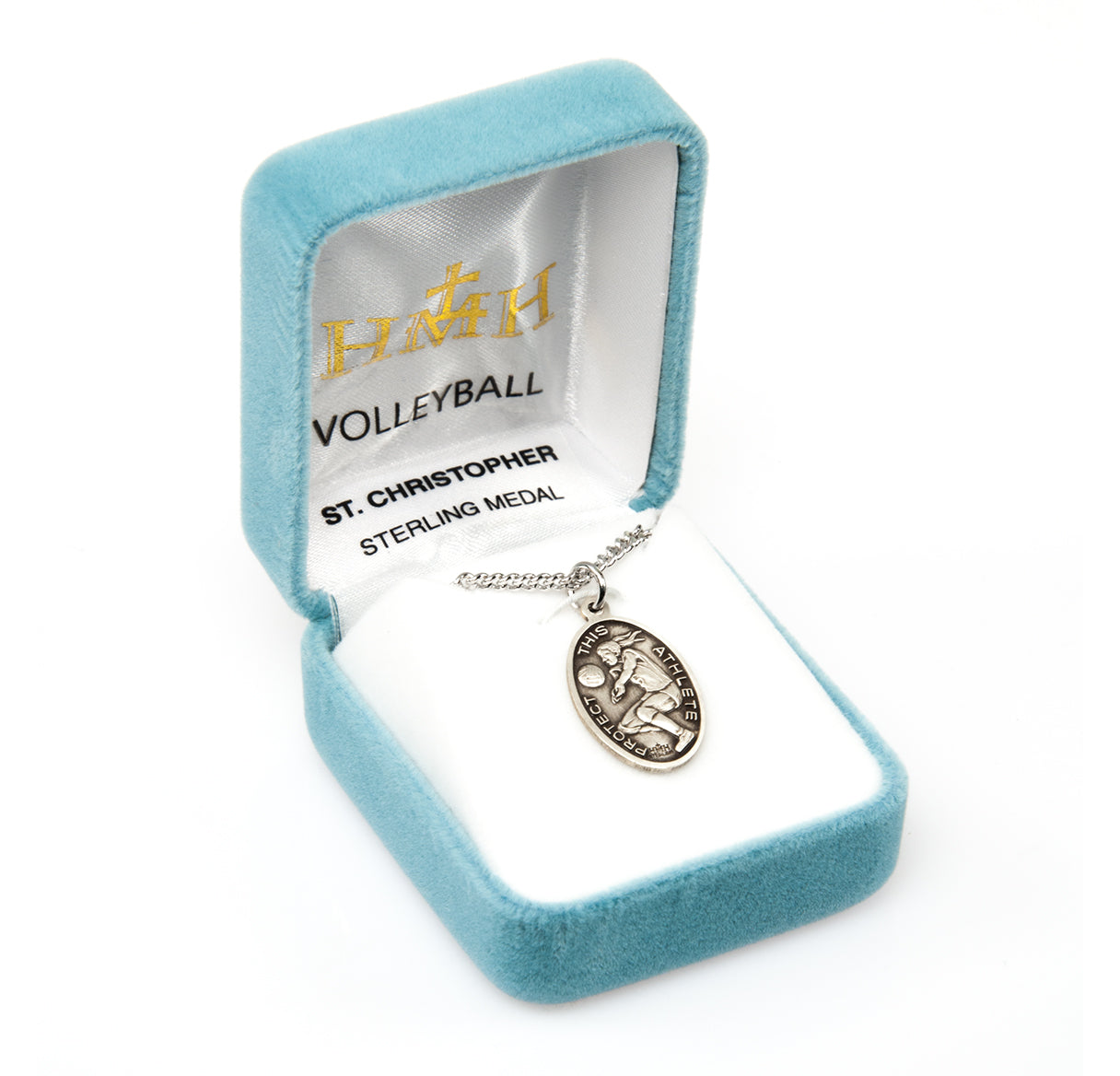 Saint Christopher Oval Sterling Silver Female Volleyball Athlete Medal